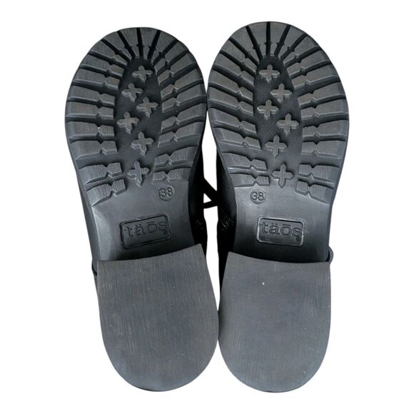 Taos Womens Crave Boot Size 7 Black Moto Biker Lace Up Lug Sole Leather Combat - Picture 8 of 9